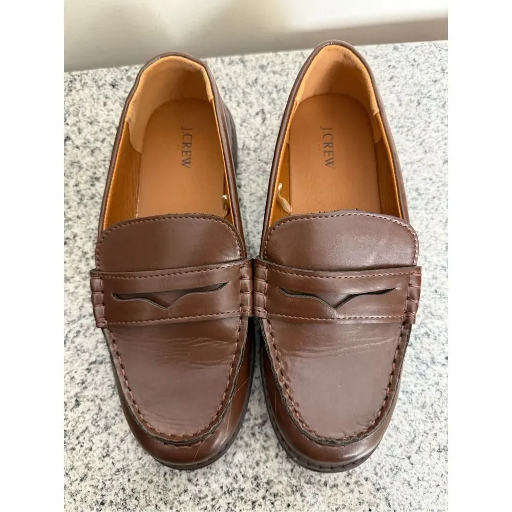 J Crew BO490 Boys' penny loafers Dress Shoes Brown Kids Size 5